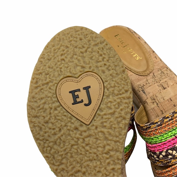 Eric Javits Cork Raffia Mixed Media Wedge Sandals - Picture 6 of 8